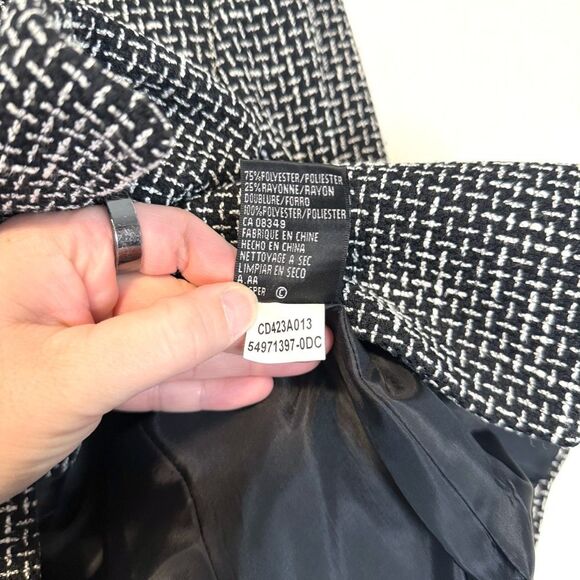 Kasper Asymmetrical Black & White Blazer Jacket Size 10 - Picture 7 of 9